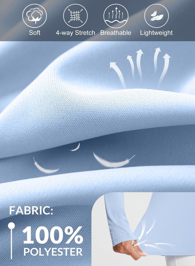 baleaf Workout Tops for Women, UPF 50+ Long Sleeve Sun Shirts, Lightweight Hiking Tops, Quick Dry, UV Protection Outdoor Clothing Light Blue M - Image 3